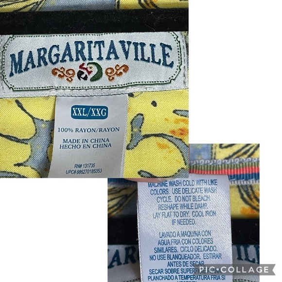 Margaritaville Floral Guitar Hawaiian Jimmy Buffet Button Up Shirt - Sz XXL - Picture 3 of 15